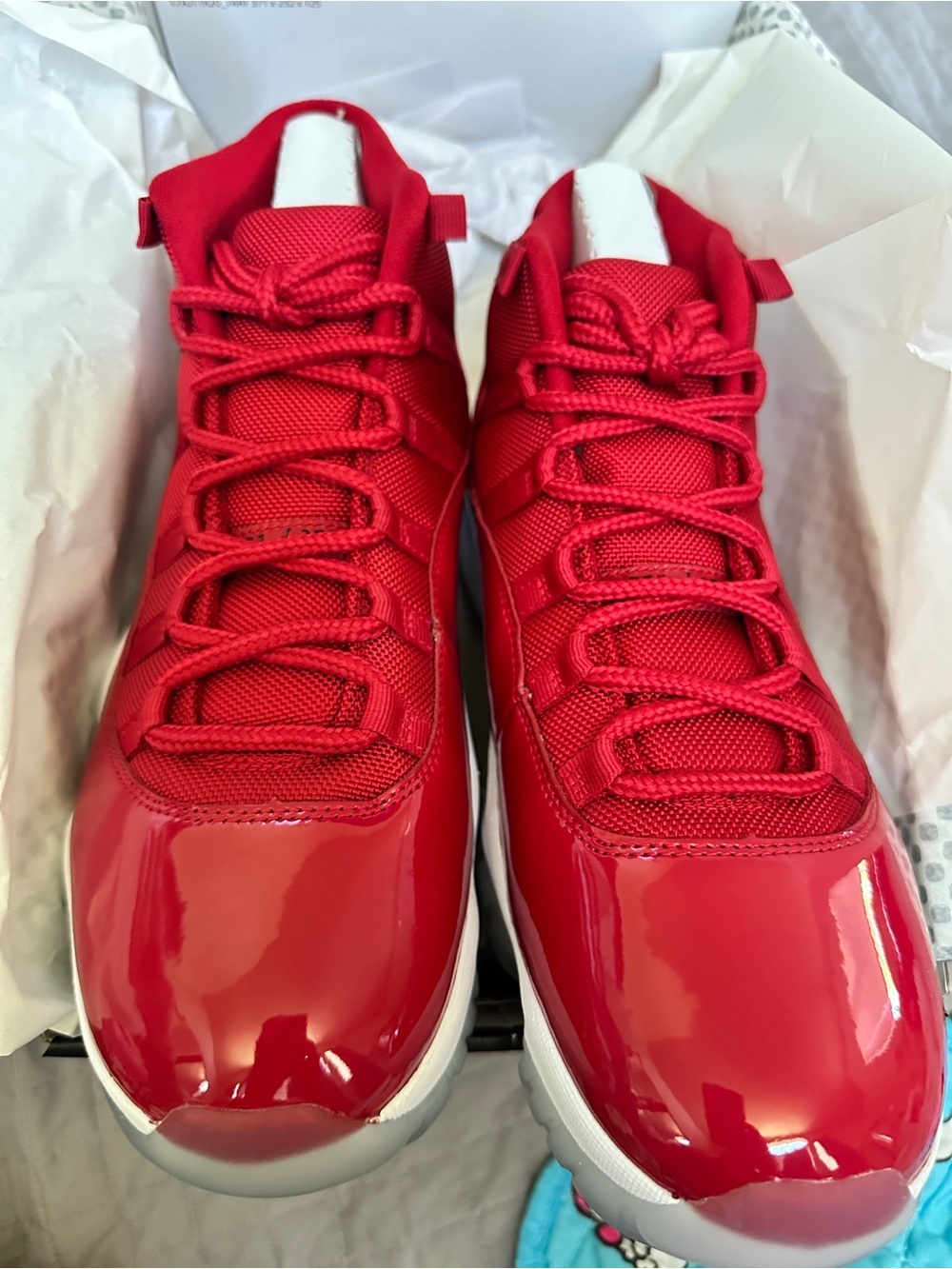 Air Jordan 11 Retro 'Win Like 96' Red Patent Leather Sneakers - Picture 10 of 11